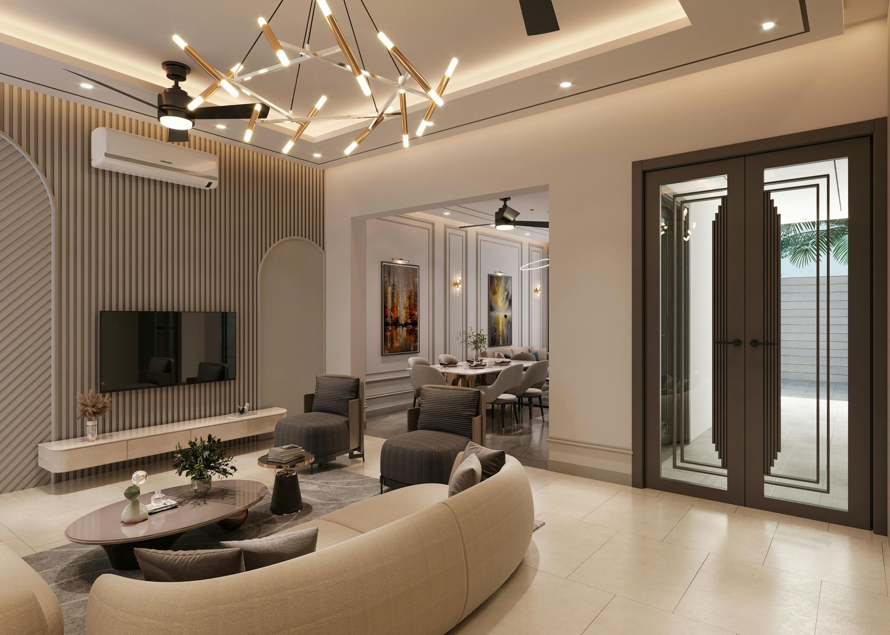Living and dining room designed by Urban Design Interior